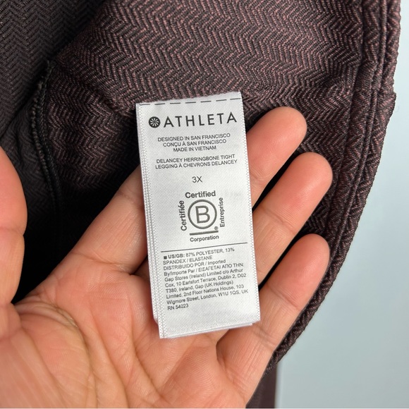 ATHLETA 3X Delancey herringbone tight leggings plus size zip back pockets brown - Picture 12 of 15